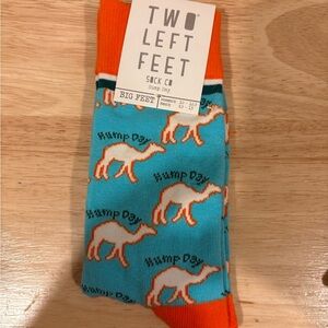 Two Left Feet Hump Day Men's Socks - Orange and Blue